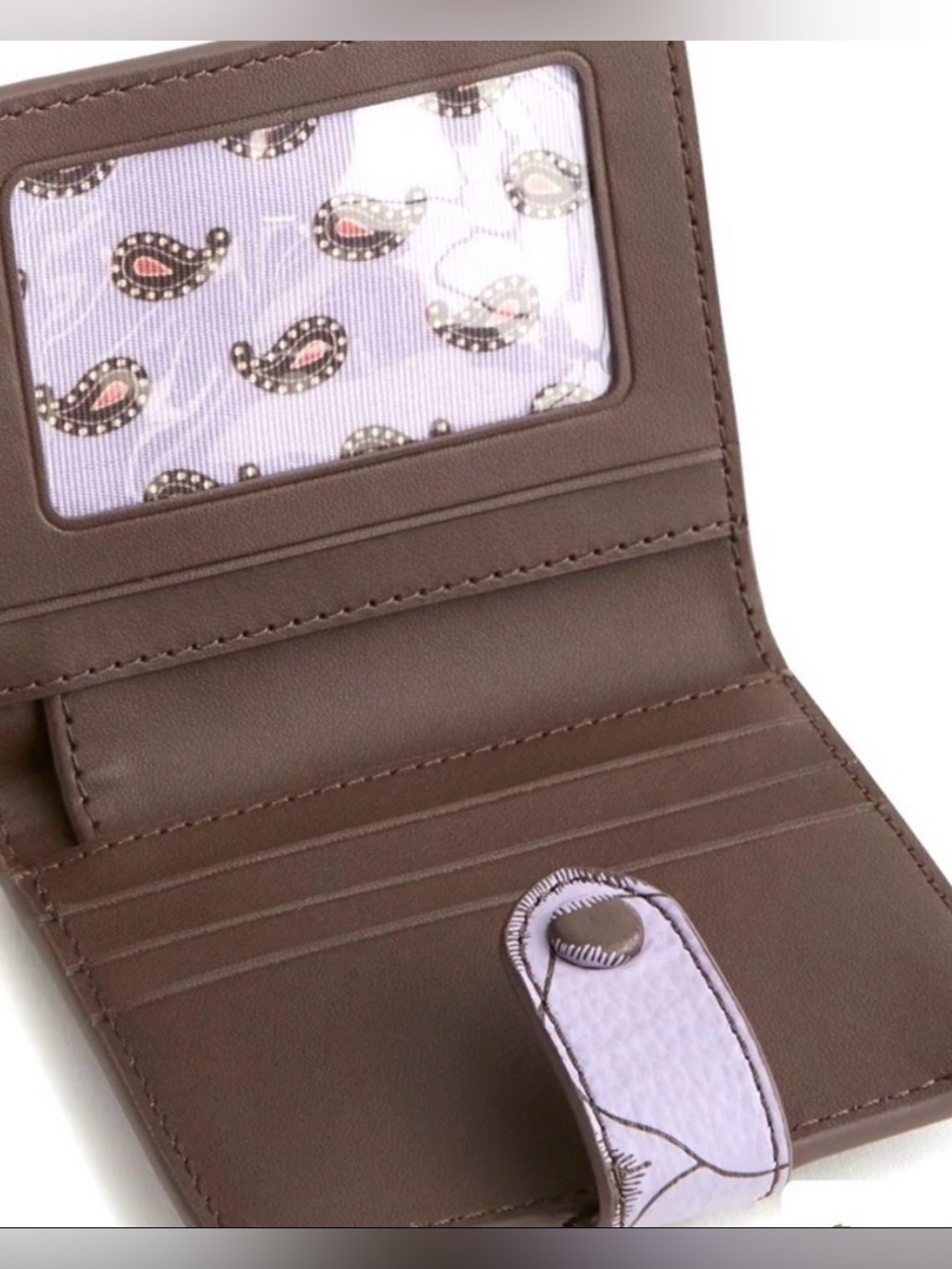 Vera Bradley Small Tab Wallet Appliqué Floral Coffee Bean in Leather - Picture 4 of 11